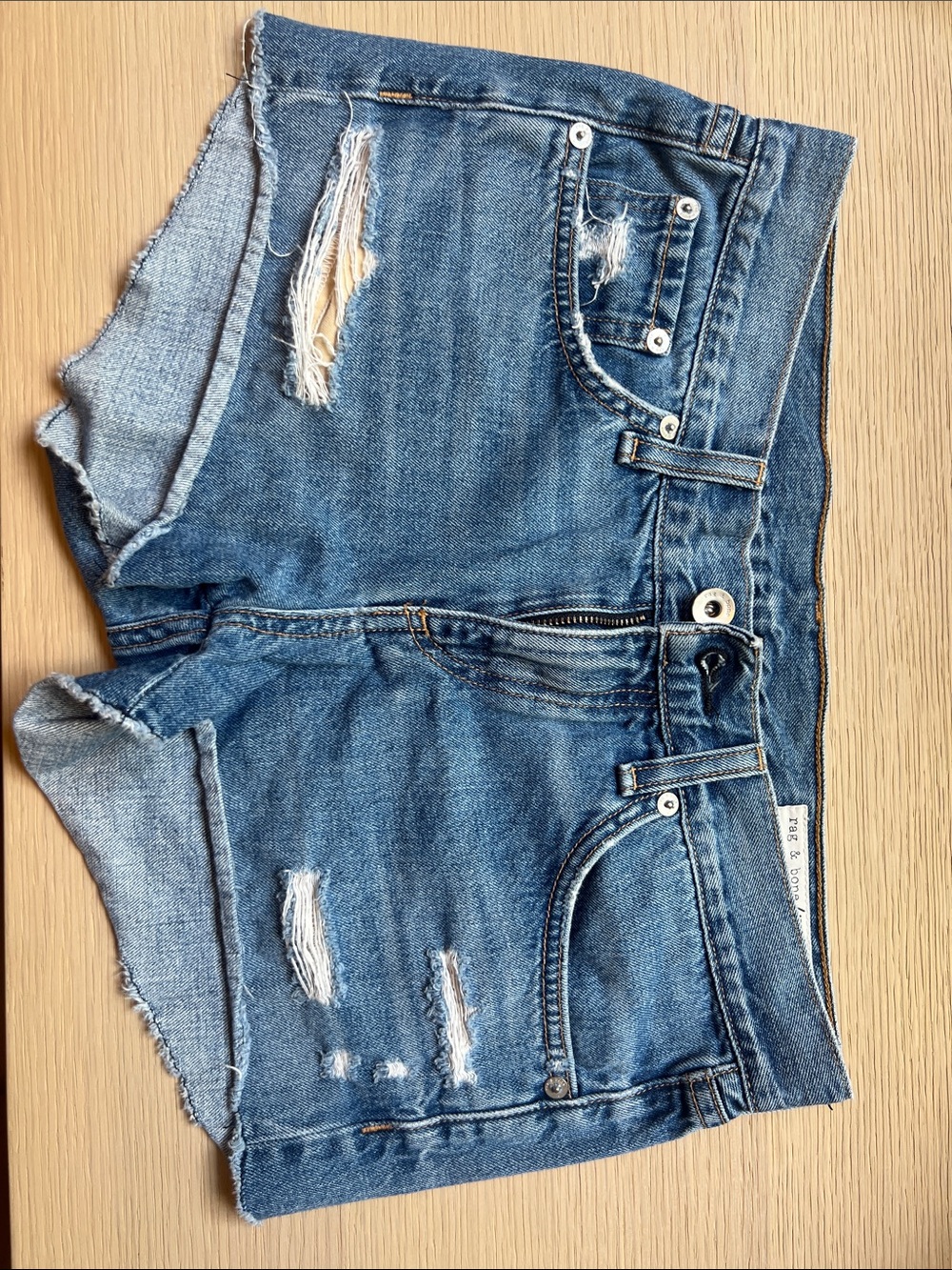 rag & bone Distressed Blue Denim Jean Shorts